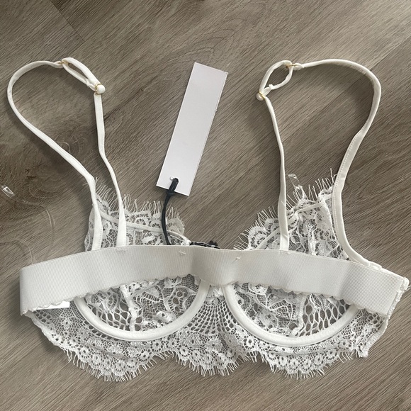 Tic Toc Womens Bralette Size Medium White Lace Bra - Picture 4 of 4